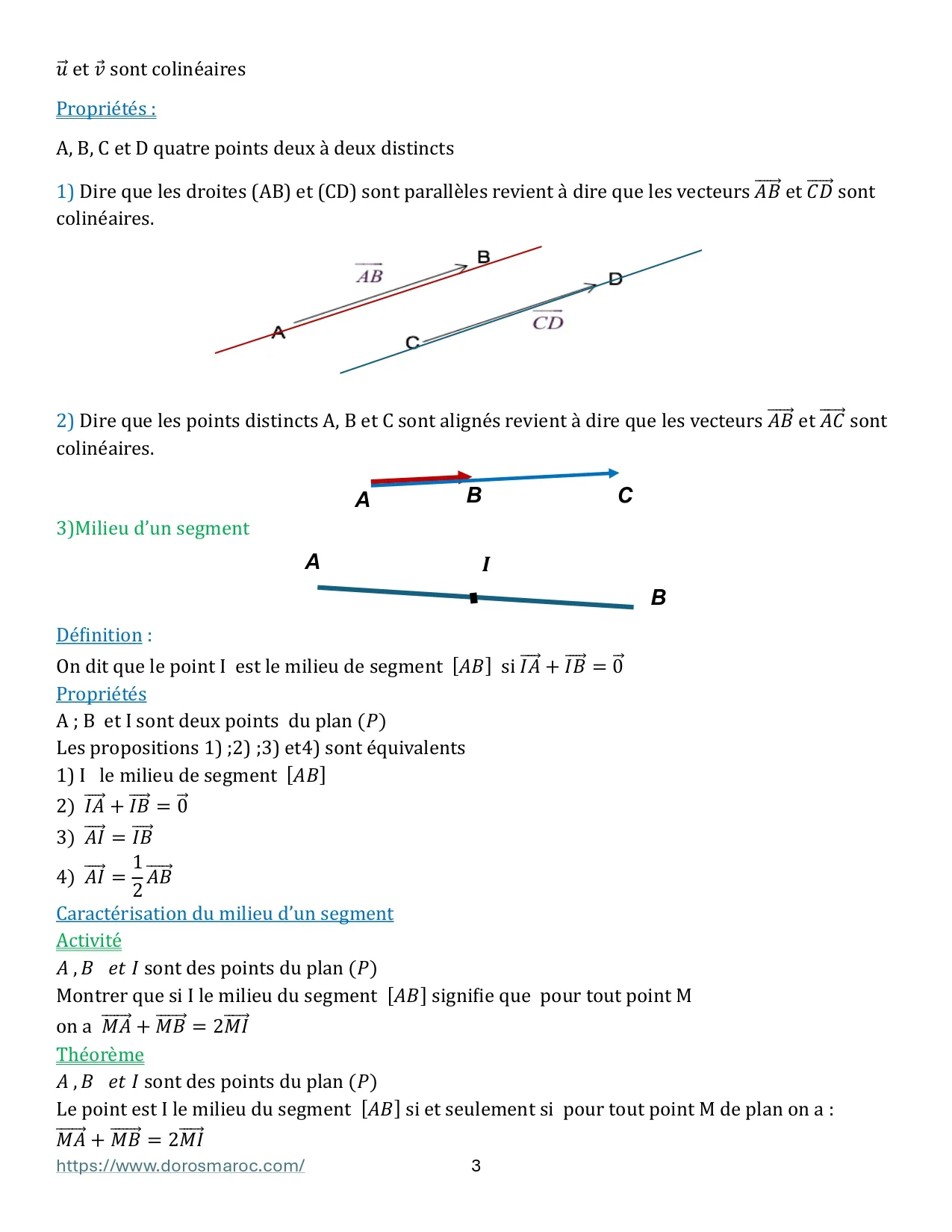Cours de mathématiques – Les vecteurs dans le plan – Tronc Commun Sciences