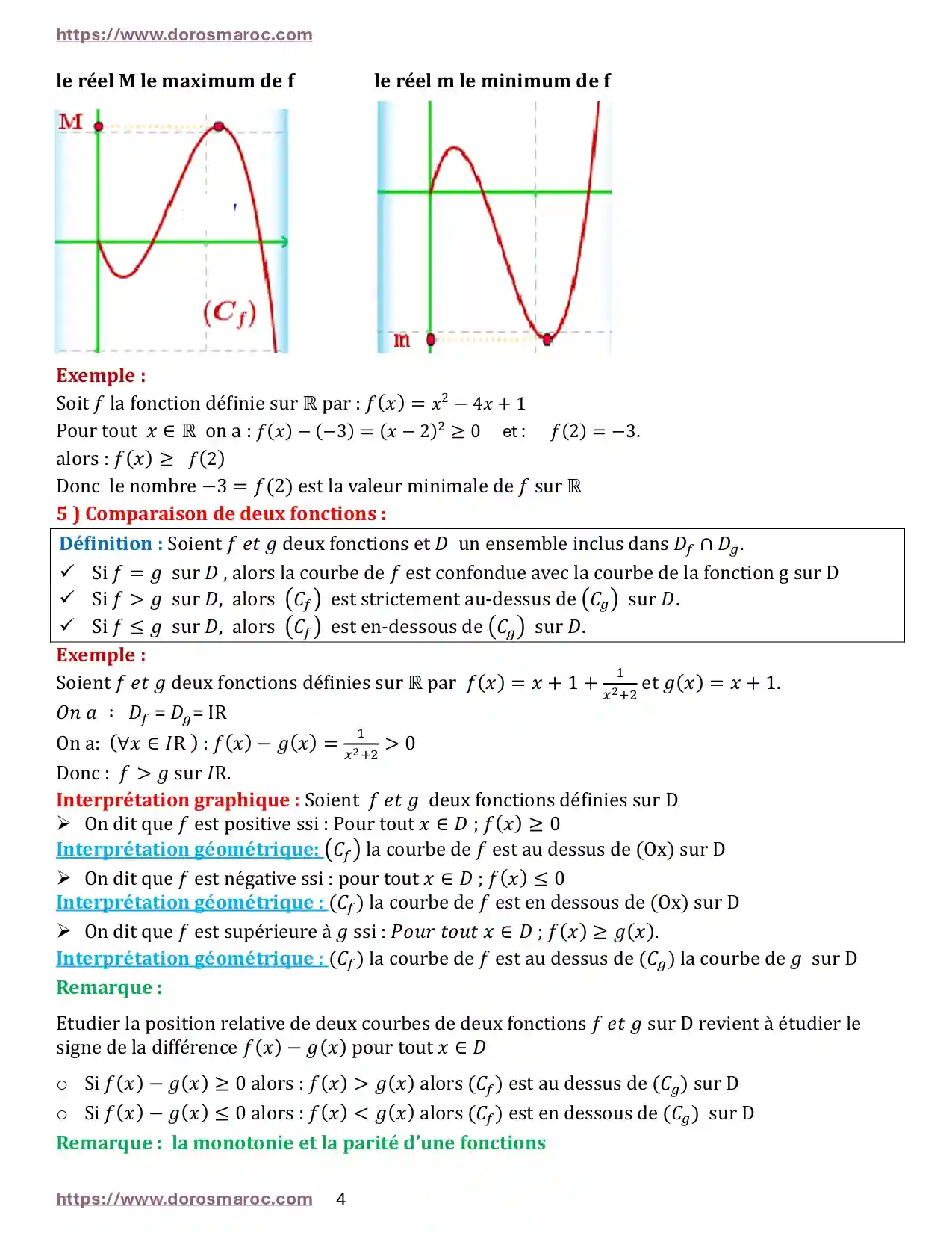 Généralités sur les fonctions – Fonction majorée, fonction minorée, fonction bornée, fonction périodique et monotonie | Mathématiques 1ère Bac Sciences Expérimentales