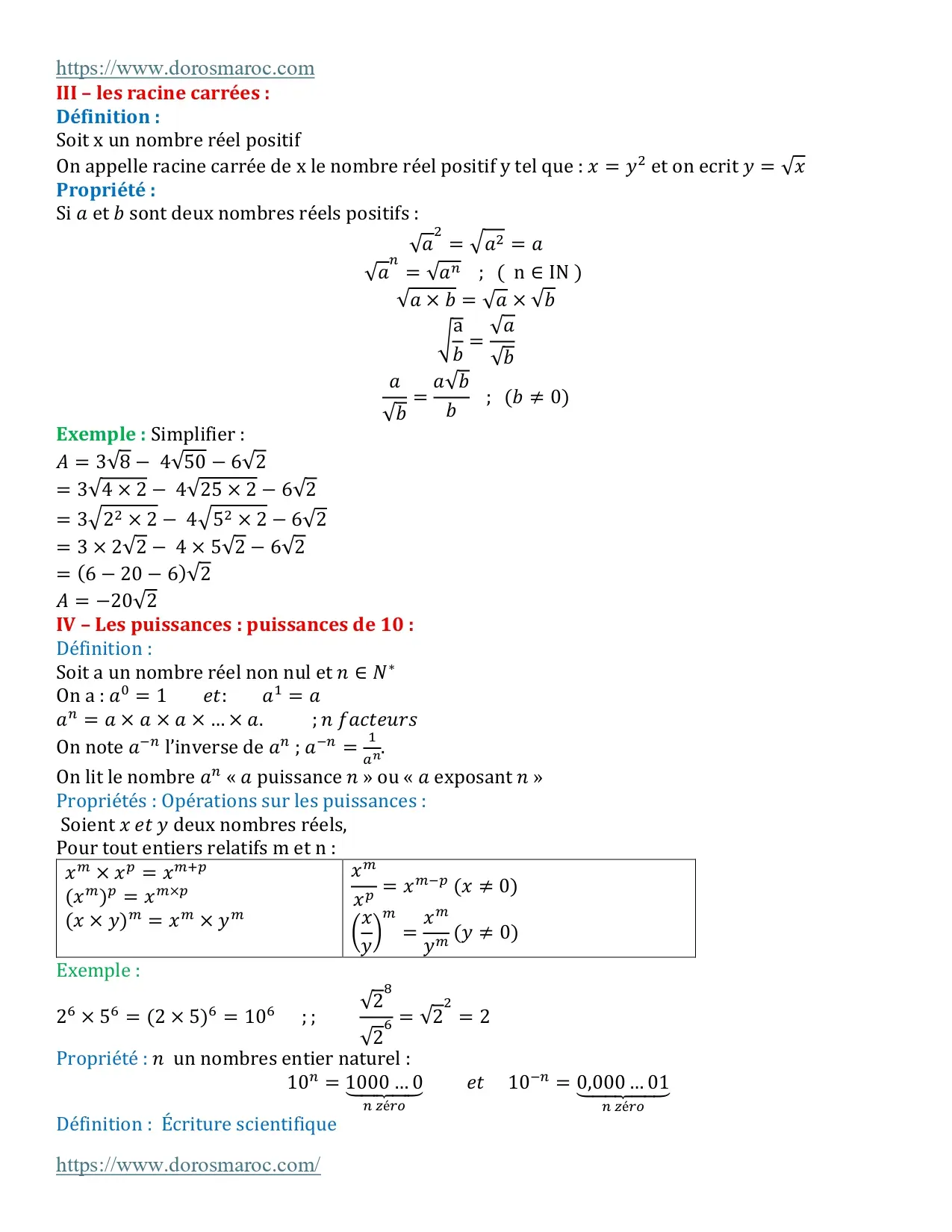 Ensembles des nombres – ℕ, ℤ, 𝔻, ℚ et ℝ – Tronc Commun Sciences