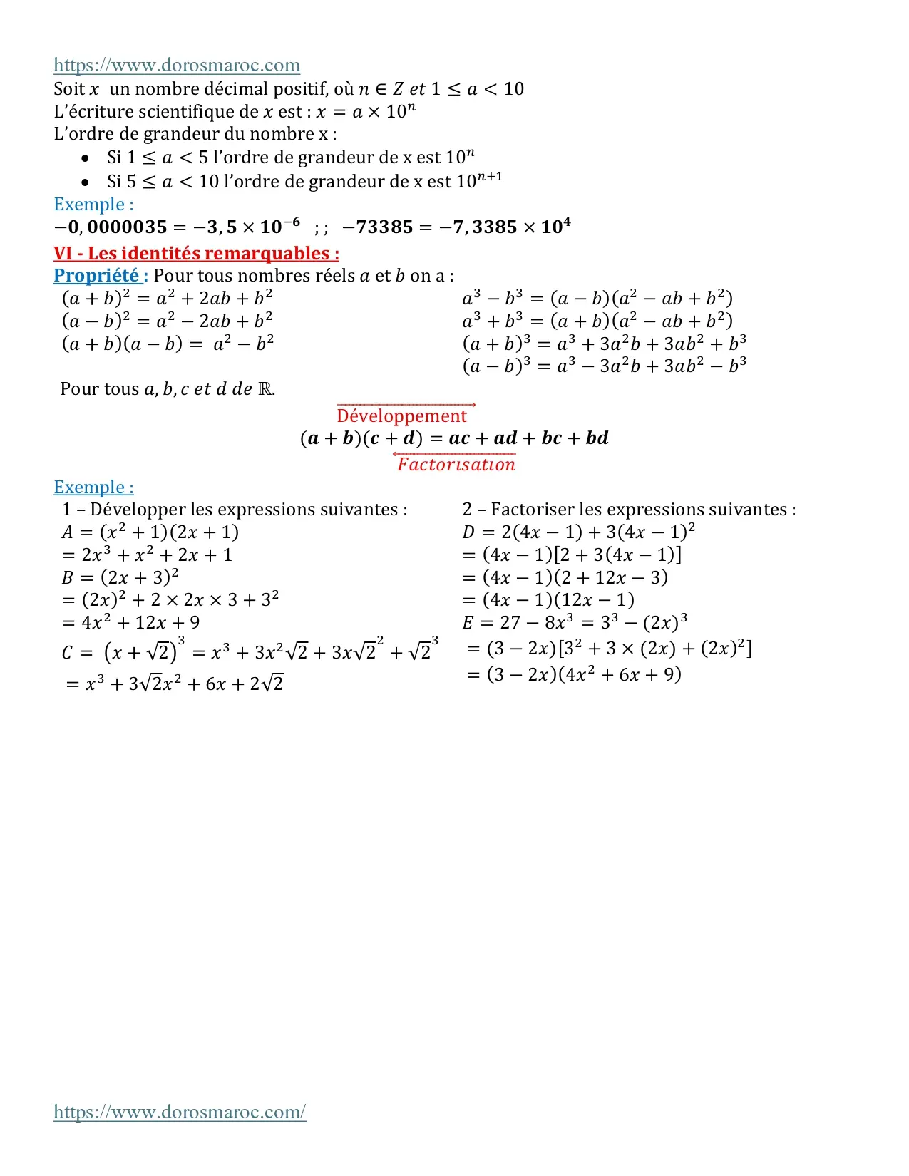 Ensembles des nombres – ℕ, ℤ, 𝔻, ℚ et ℝ – Tronc Commun Sciences