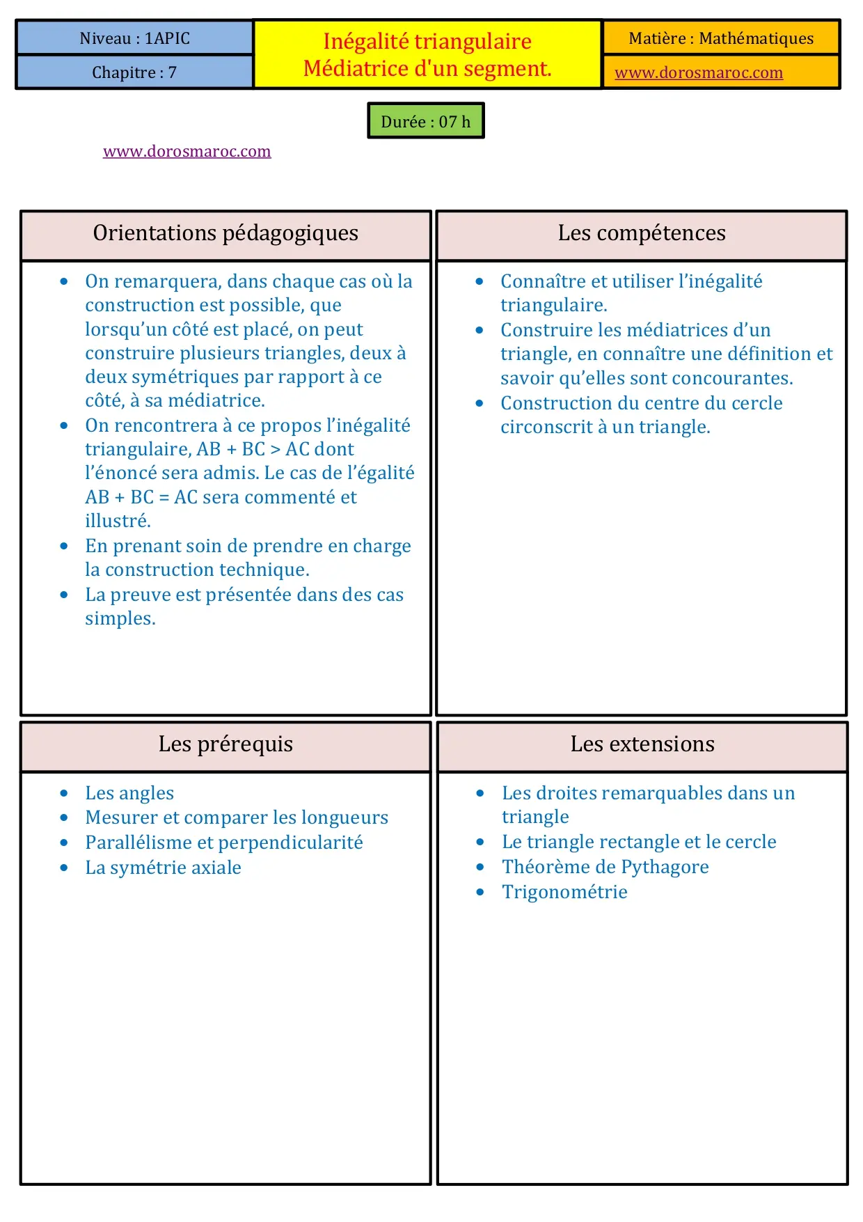 Inégalité triangulaire et construction des médiatrices d’un triangle – Mathématiques 1APIC