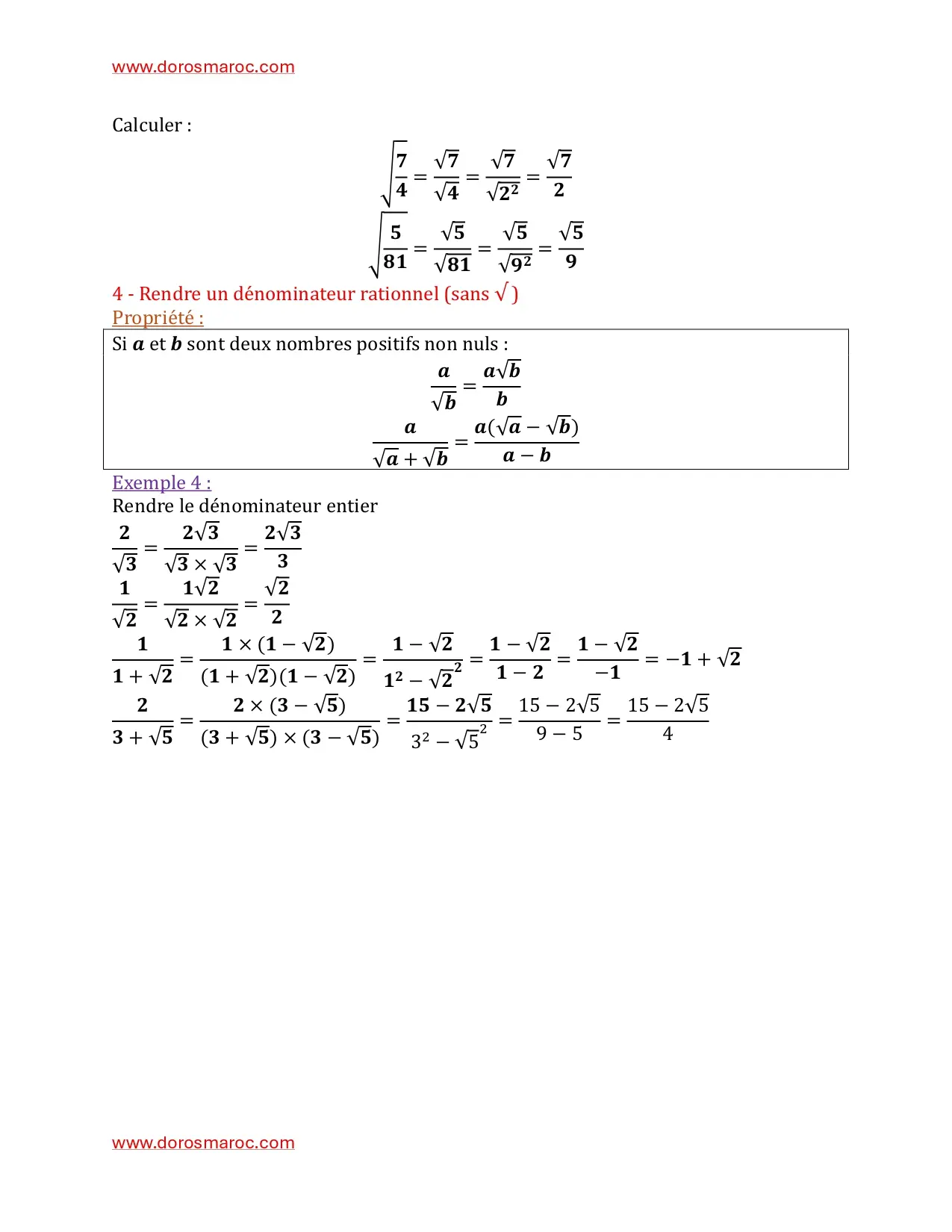 Racine carrée 3e année collège – Mathématiques